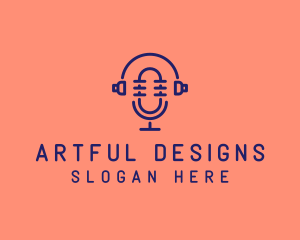 Podcast Mic Headset  logo design