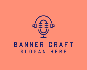 Podcast Mic Headset  logo design