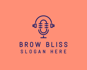 Podcast Mic Headset  logo design