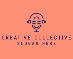 Podcast Mic Headset  logo design