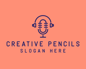 Podcast Mic Headset  logo design