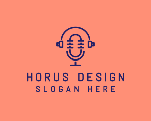 Podcast Mic Headset  logo design