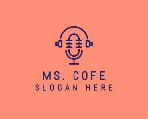 Podcast Mic Headset  logo design