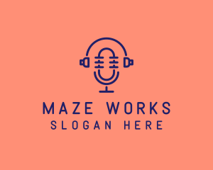 Podcast Mic Headset  logo design