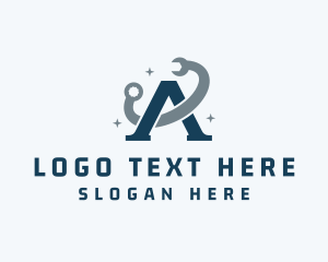 Utility Man - Wrench Tool Letter A logo design