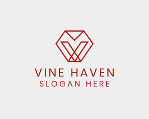 Modern Geometric Letter V logo design