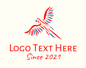 Wildlife Center - Wild Flying Parrot logo design