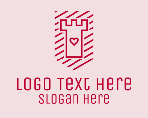 Online Relationship - Love Tower Shield logo design