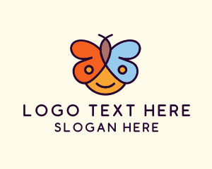 Toy Shop - Preschool Child Butterfly logo design