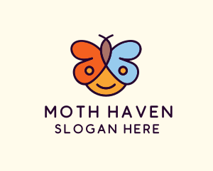 Moth - Preschool Child Butterfly logo design