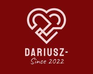 Dating Site - Pink 3D Heart Valentines logo design