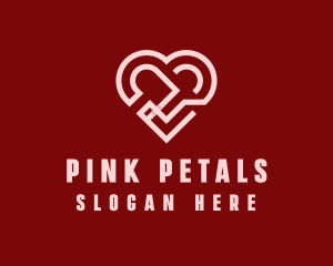 Pink 3D Heart Valentines  logo design