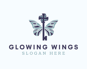 Butterfly Wings Key logo design