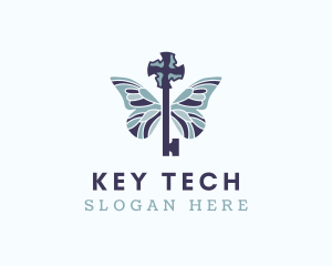 Butterfly Wings Key logo design