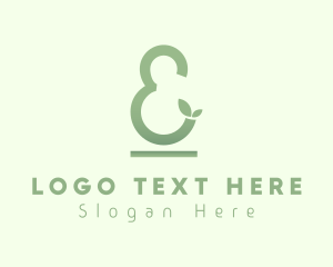 Calligraphy - Green Leaf Ampersand logo design