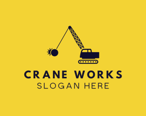Crane - Wrecking Ball Crane logo design