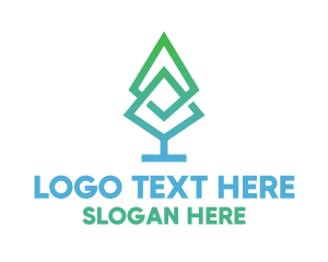 Recycle - Gradient Pine Tree logo design