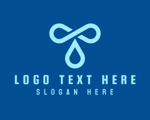 Storm - Blue Infinite Water Letter T logo design