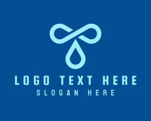 Blue - Blue Infinite Water Letter T logo design