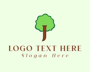 Forestry - Cute Tree Letter J logo design