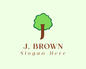 Cute Tree Letter J logo design