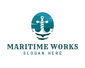 Marine Sailing Anchor logo design