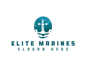 Marine Sailing Anchor logo design