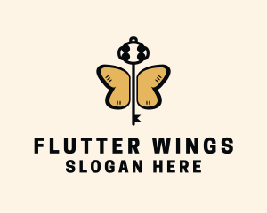 Winged Butterfly Key logo design