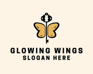 Winged Butterfly Key logo design