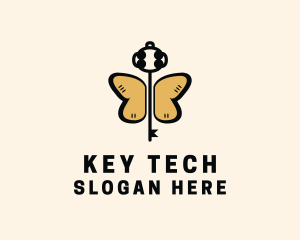 Winged Butterfly Key logo design