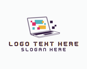 Internet - Pixel Laptop Computer logo design