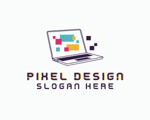 Pixel Laptop Computer logo design