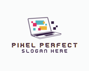 Pixel Laptop Computer logo design