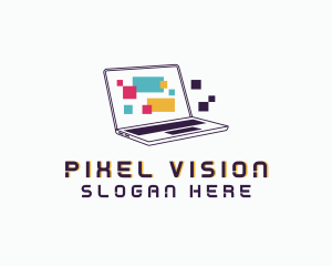 Pixel Laptop Computer logo design