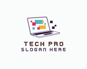 Laptop - Pixel Laptop Computer logo design