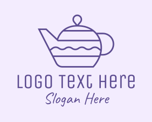 Teahouse - Purple Wavy Teapot logo design