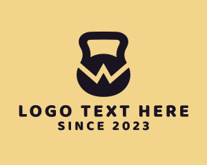Weightlifter - Kettlebell Crossfit Letter W logo design