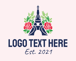 Floral Eiffel Tower  logo design