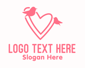 Heart - Pink Lover Birds logo design
