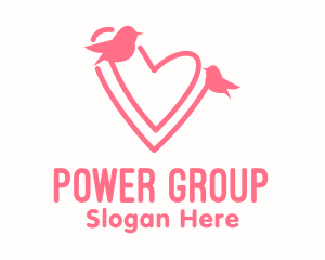 Heart - Pink Lover Birds logo design