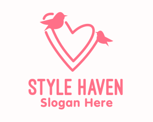 Romantic - Pink Lover Birds logo design