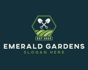 Yard Landscaper Shovel logo design