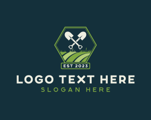 Hexagon - Yard Landscaper Shovel logo design