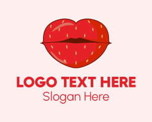 Liptint - Red Strawberry Lips logo design
