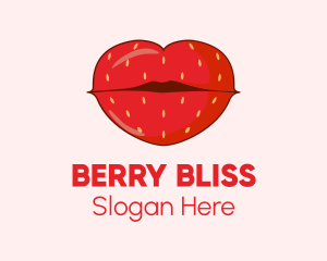 Strawberry - Red Strawberry Lips logo design