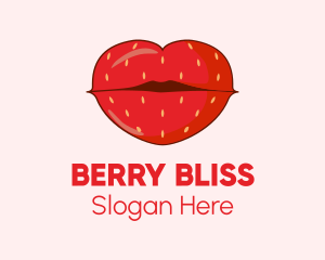 Red Strawberry Lips logo design