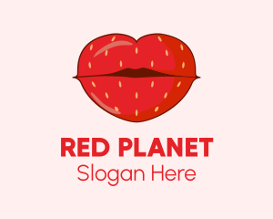 Red Strawberry Lips logo design