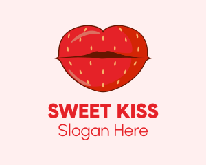 Kiss - Red Strawberry Lips logo design