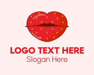 Kiss - Red Strawberry Lips logo design