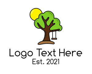 Kindergarten - Tree Swing Summer logo design